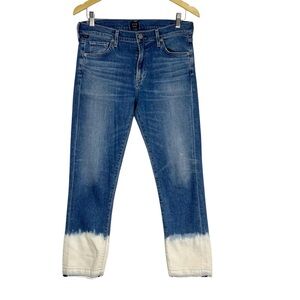 CITIZENS OF HUMANITY Agnes Crop Mid-Rise Slim Straight Ombre Wash Blue Jeans 28
